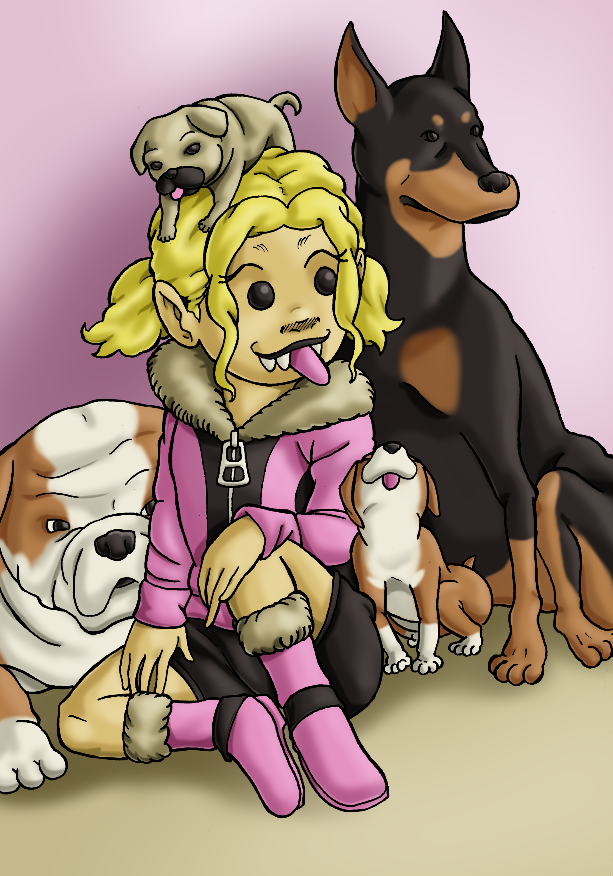 Luna and Dogs Colored